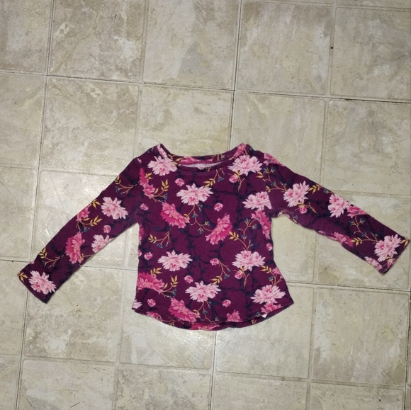 Old Navy 2t Purple Thermal Lotus Flower Floral Long Sleeve shirt Girl - Picture 3 of 12